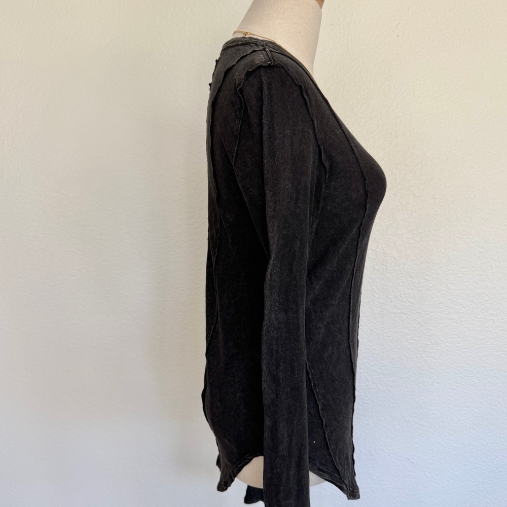 🩶 NWT Free People Black Dark Gray On Point Layering Tunic Long-Sleeve Top - Picture 4 of 13